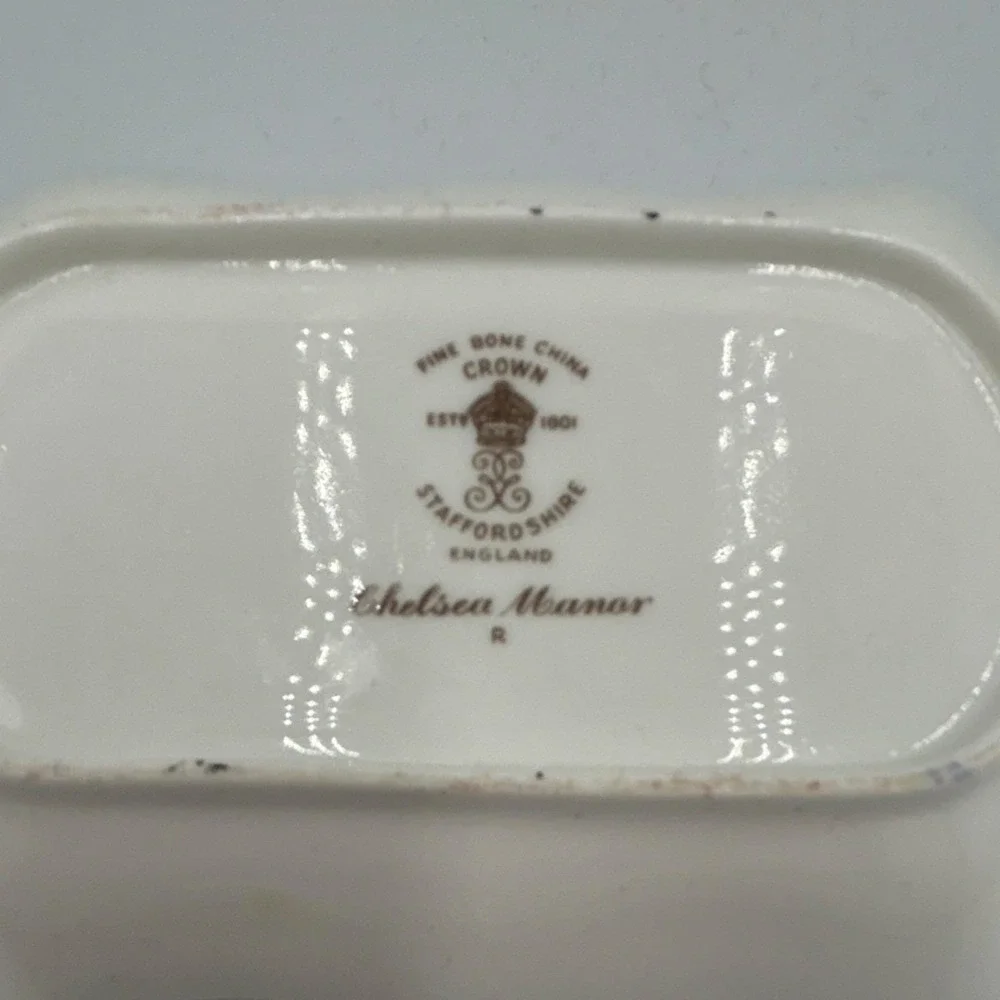 Vintage Crown Staffordshire Chelsea Manor bone china candy dish, floral, England